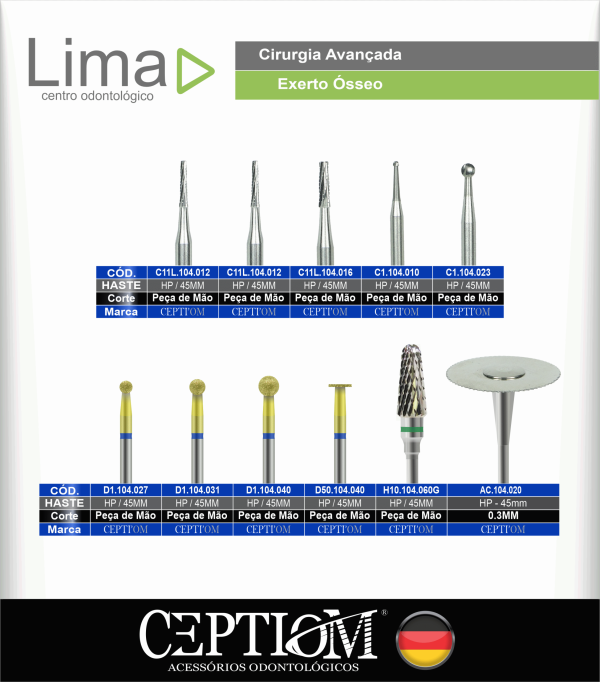 Kit Ceptiom Cirurgia Avançada - Enxerto Ósseo - Lima