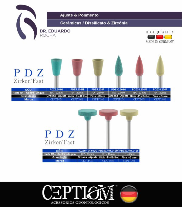 Kit Ceptiom de Ajuste e Polimento Cerâmicas, Dissilicato e Zircônia  - Eduardo Rocha