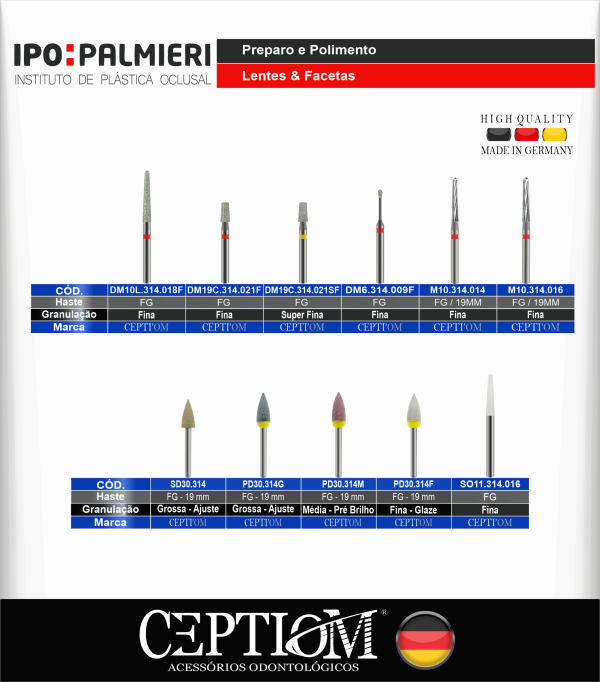 Kit Ceptiom de preparo e Polimento lentes e Facetas - IPO Palmieri
