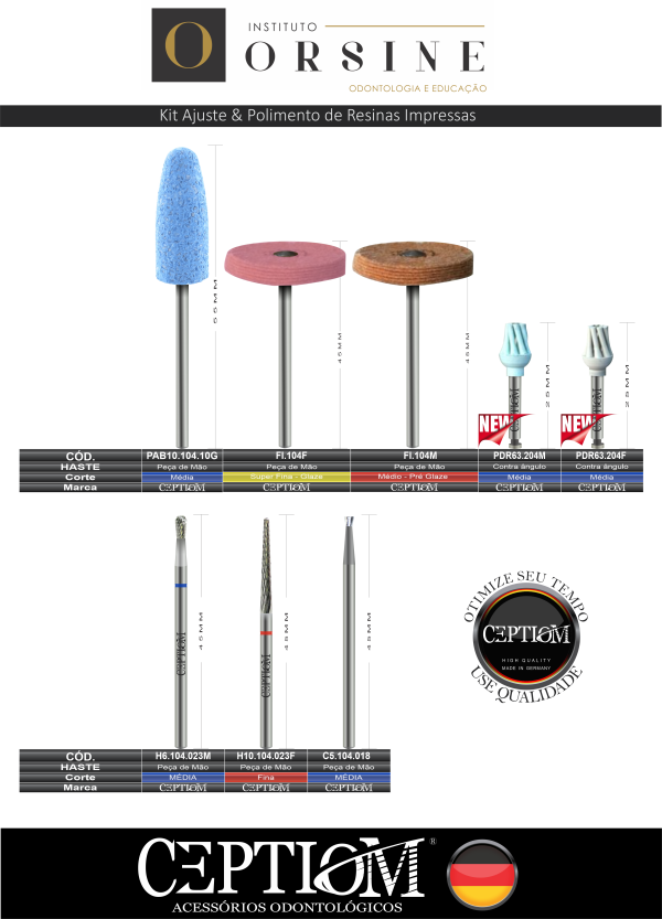 Kit ajuste & Polimento De Resinas Impressas Dr Diogo Velozo
